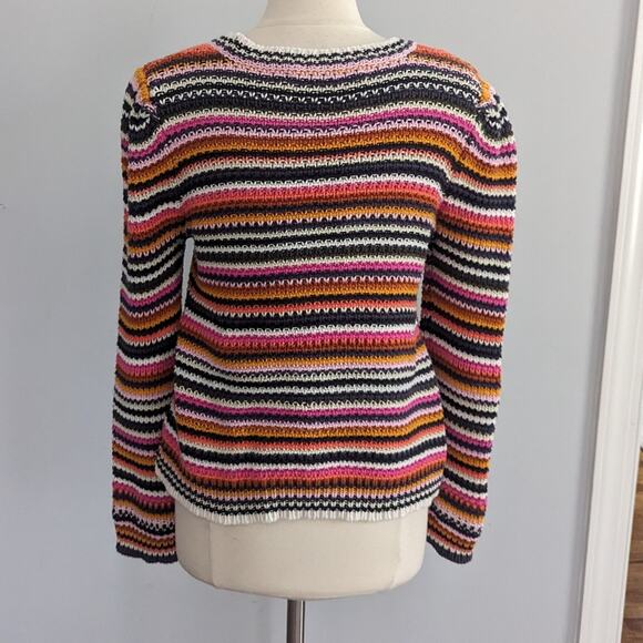 Women's Marie Oliver Miley Stripe Sweater Large Rainbow Colorful - Picture 6 of 7
